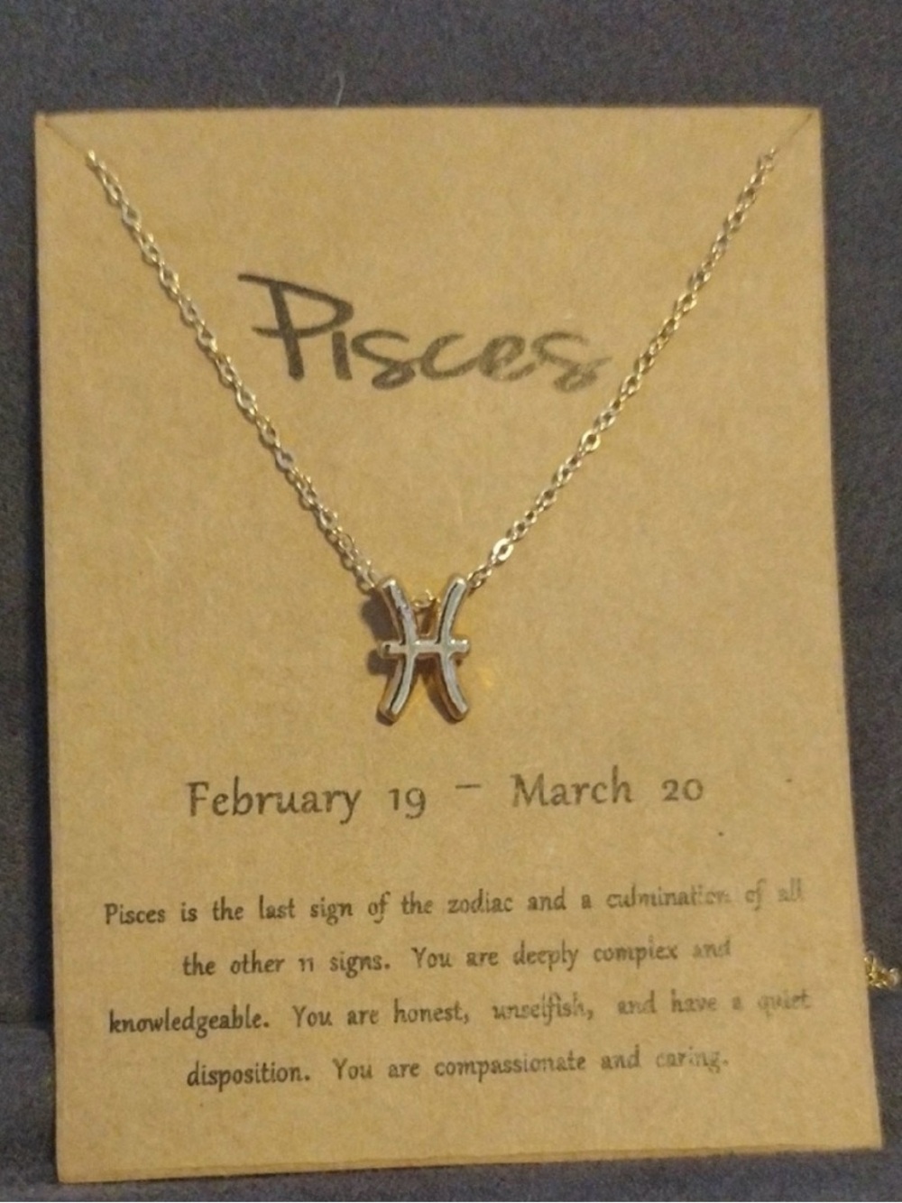 Pisces Zodiac Necklace, Gold, NWT - Picture 2 of 4